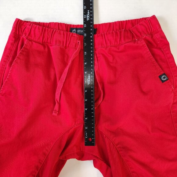 Akademiks Cotton Joggers Mens M Red Pull On Tapered Twill Articulated Knees - Picture 5 of 10
